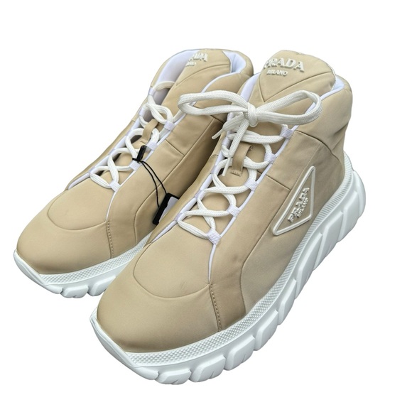 NWB PRADA***Nylon Lace-Up Mid-Top Sneakers****EU 39.5 US 9.5 $1020 - Picture 8 of 11